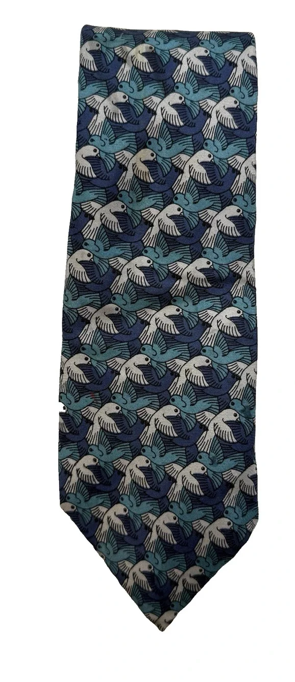 Boxelder silk tie M.C. Escher Two birds tessellation Classic Designer Art